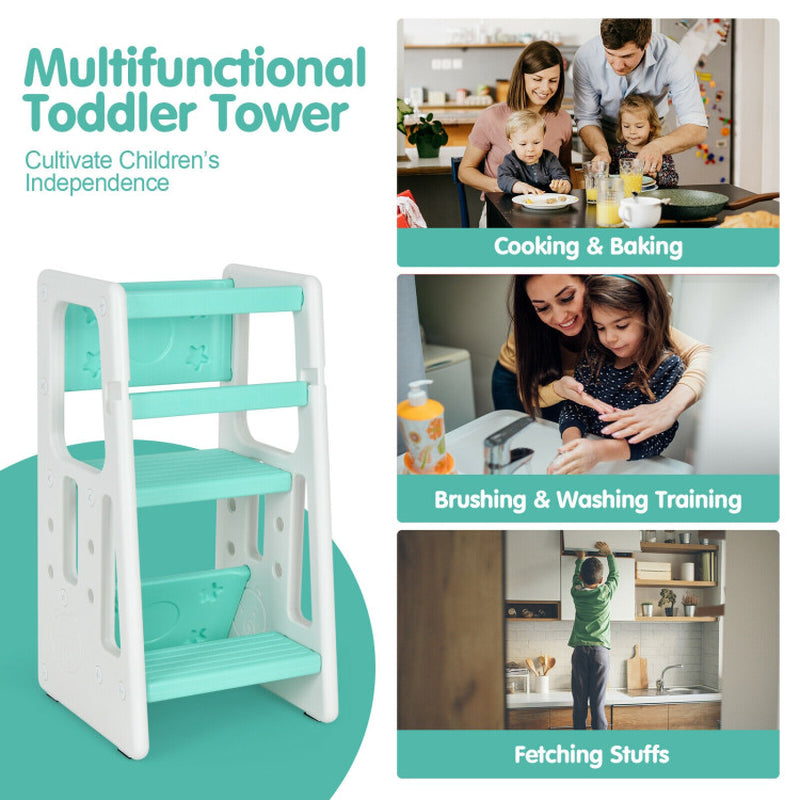 Kids Kitchen Step Stool with Double Safety Rails